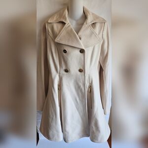 Laundry by Shelli Segal Cream Double-Breasted Coat – Size S